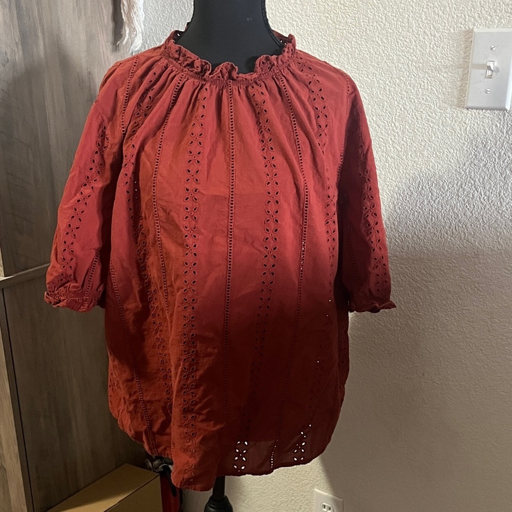 Universal Thread Red Eyelet Blouse